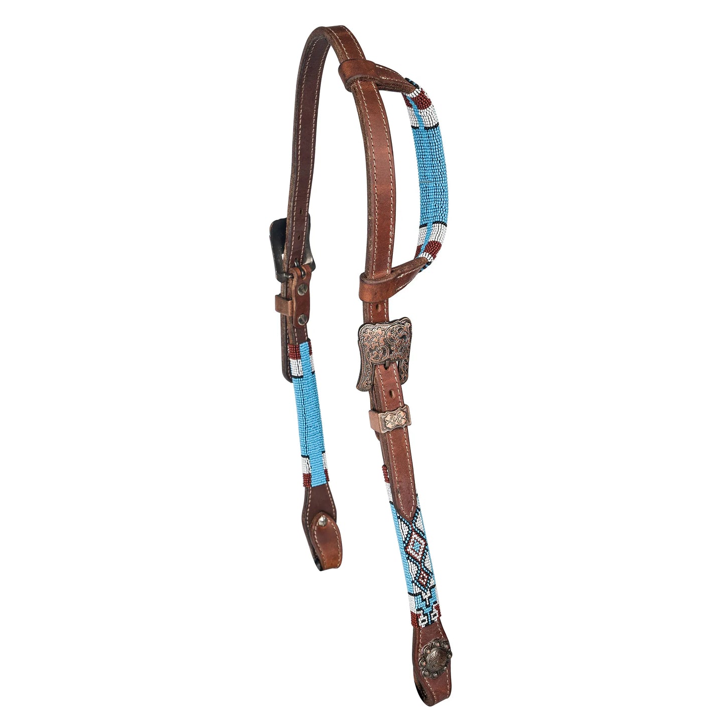 Tabelo Ear Headstall w/ Aztec Beaded Trim