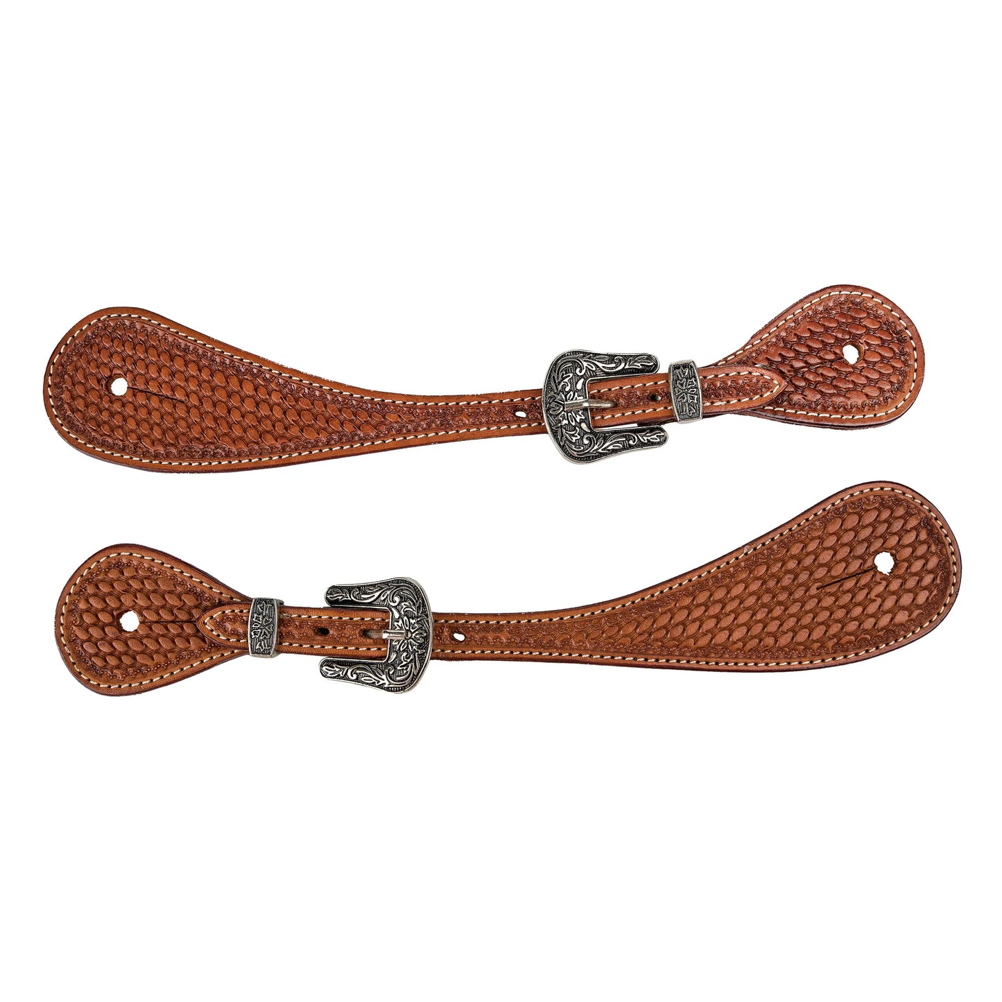 Tabelo Shaped Spur Straps w/ Basket Tooling