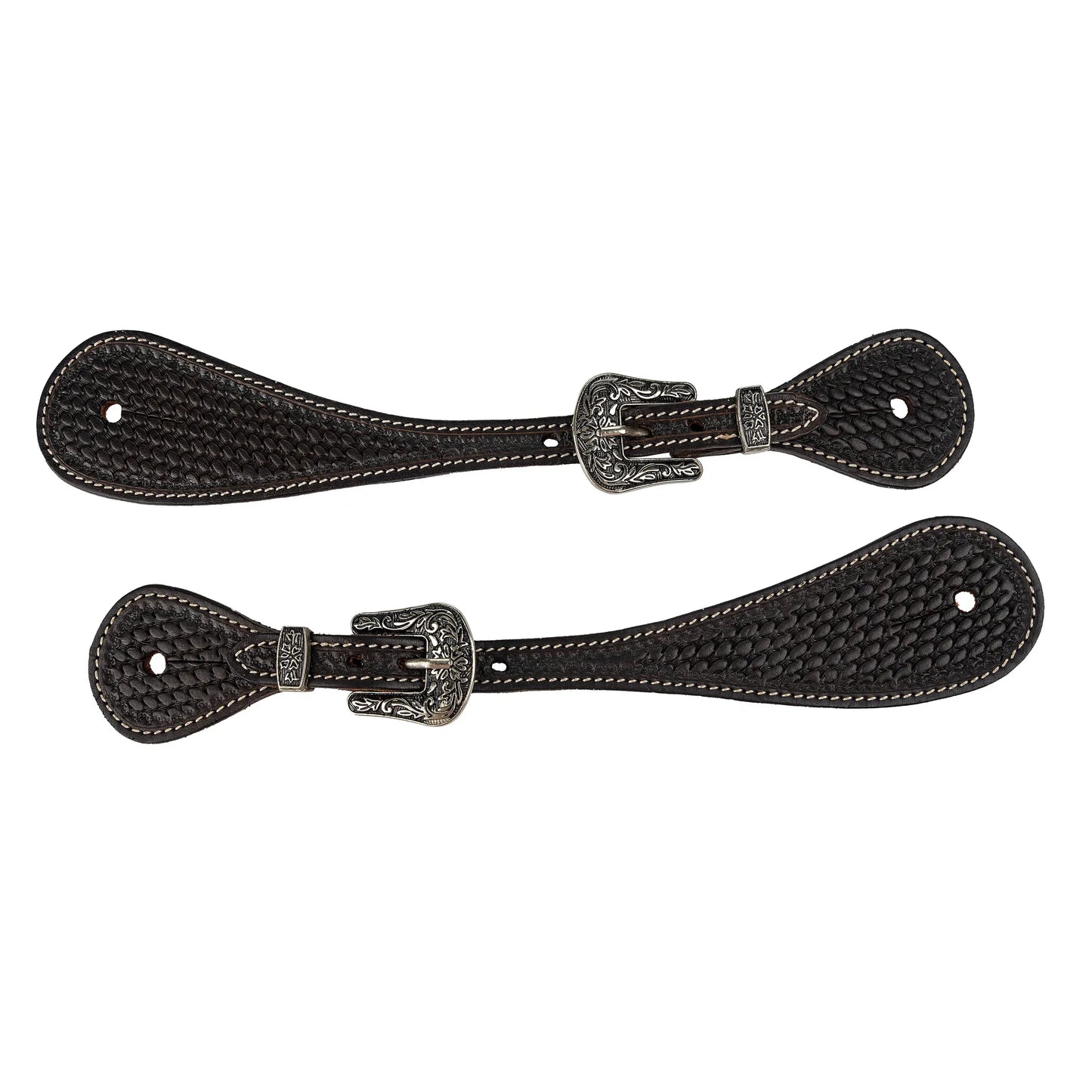 Tabelo Shaped Spur Straps w/ Basket Tooling