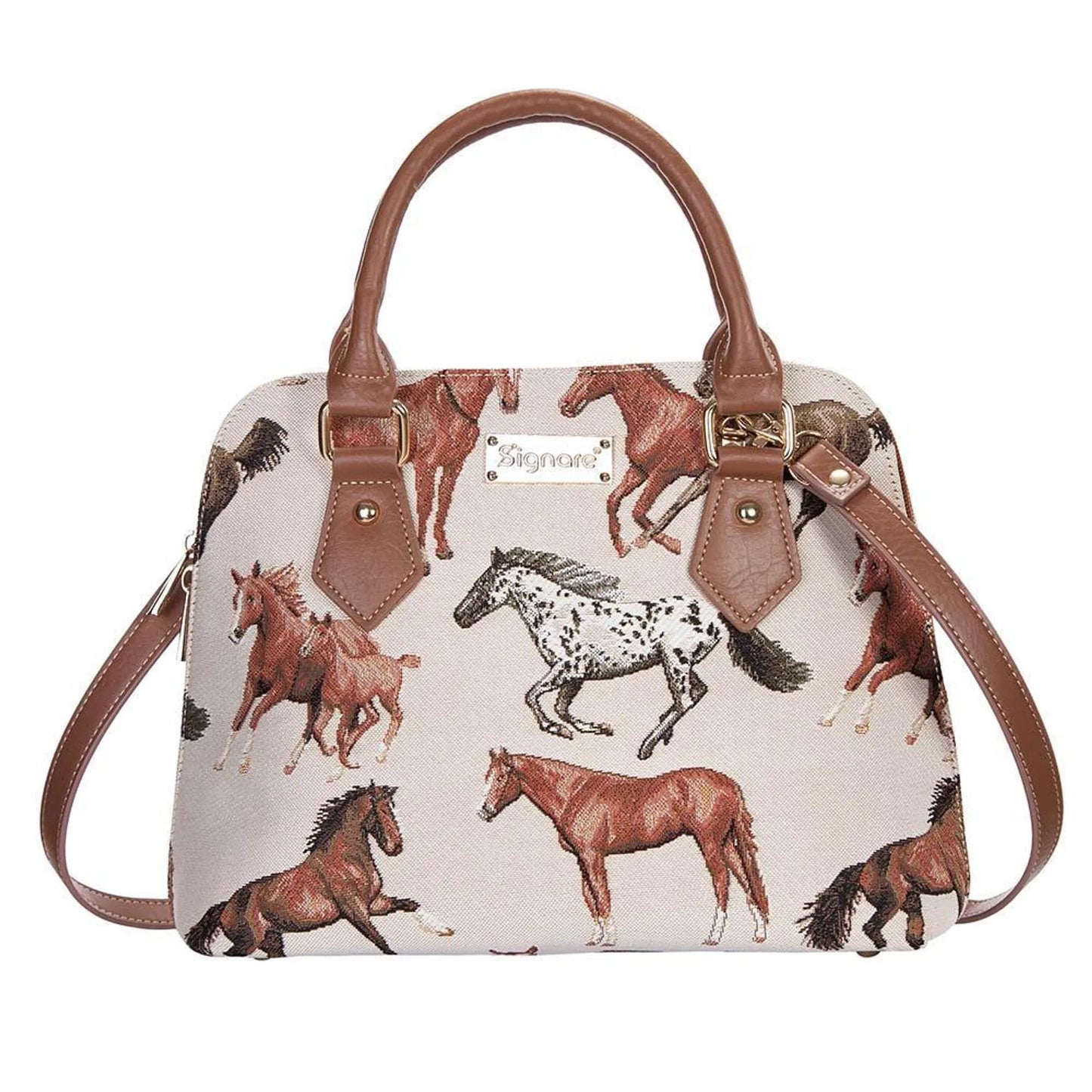 Running Horse Convertible Top Handle Purse Handbag