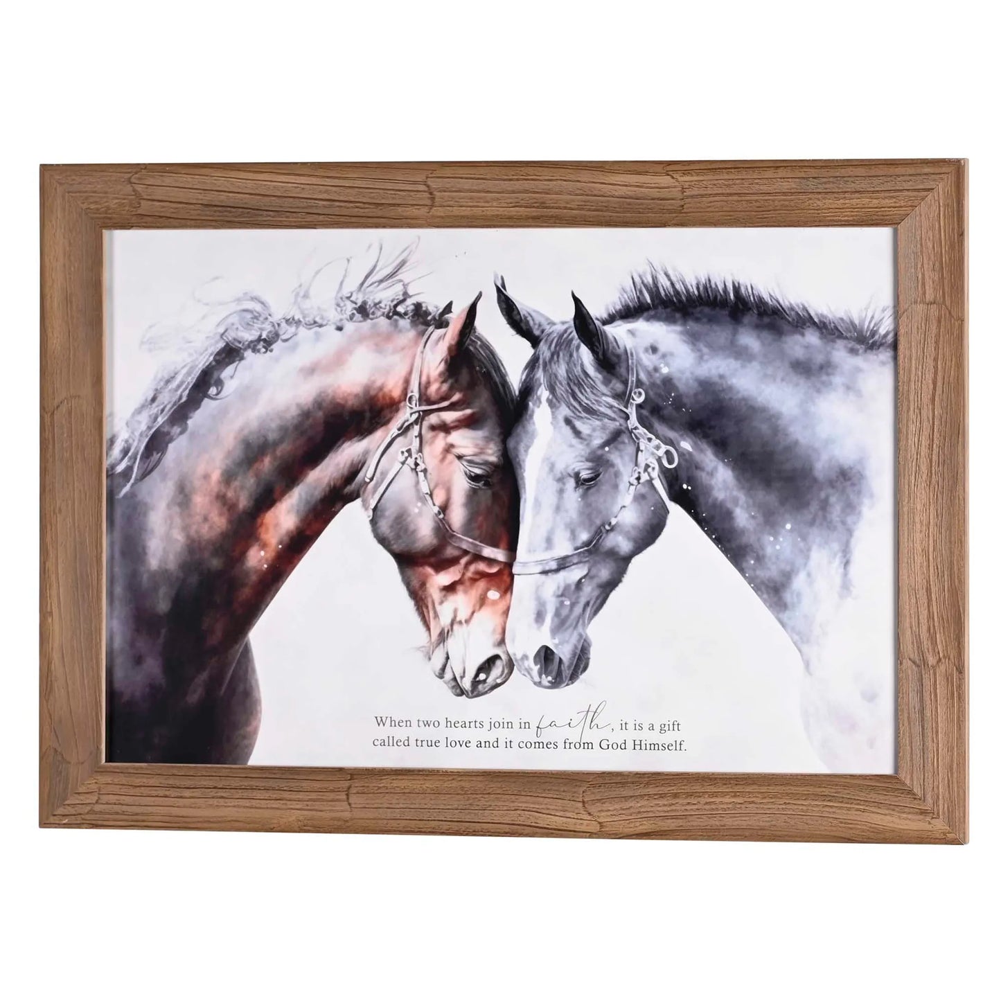 Framed Wall Art Horse Two Hearts Faith