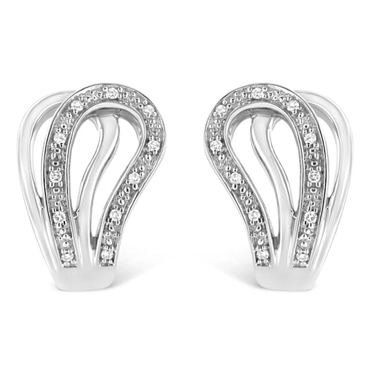 .925 Sterling Silver Pave-Set Diamond Accent Horseshoe Hoop Earring (I-J Color, I1-I2 Clarity)