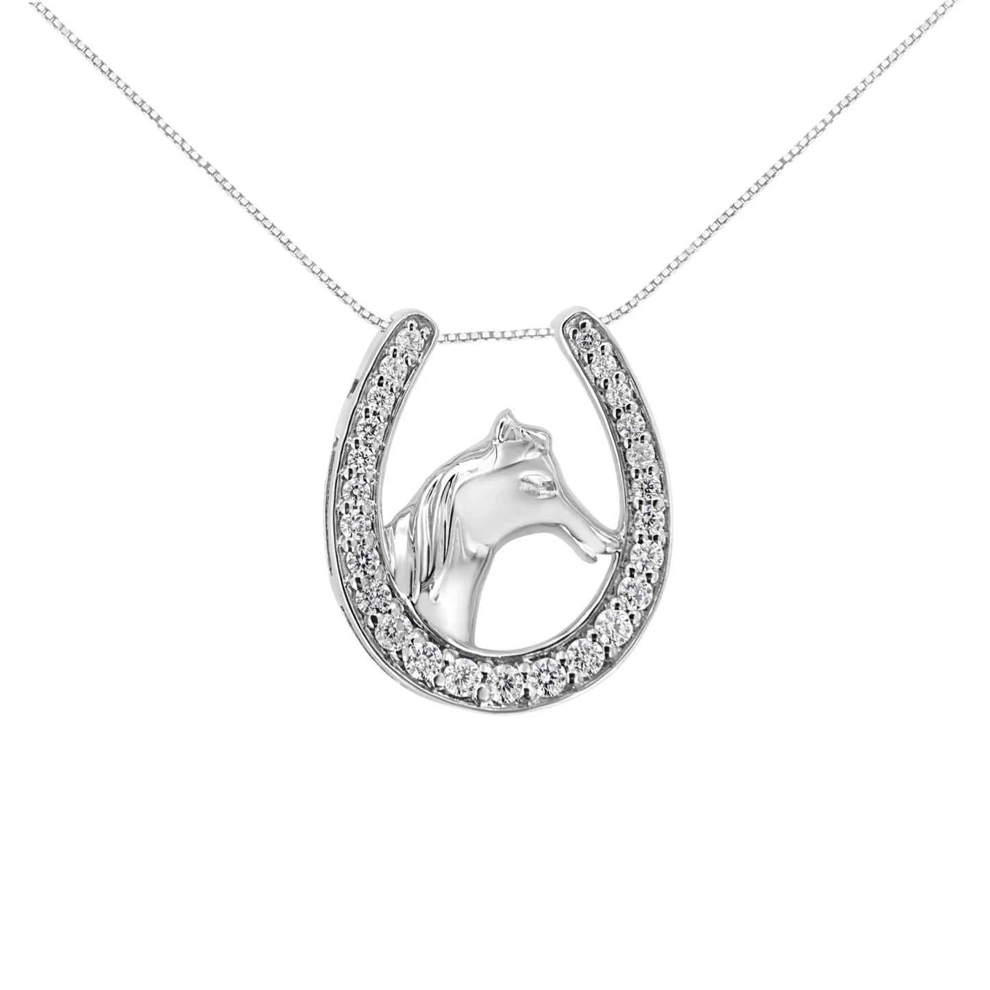 .925 Sterling Silver 1/4 cttw Diamond U Shape Pendant Necklace (I-J, I3-Promo)