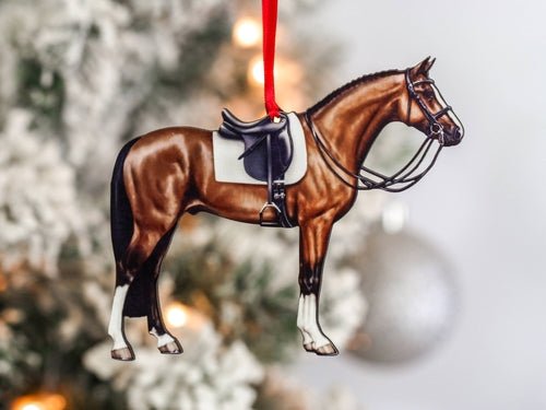 Bay Dressage Horse Christmas Ornament - Perfect Equestrian Gift and