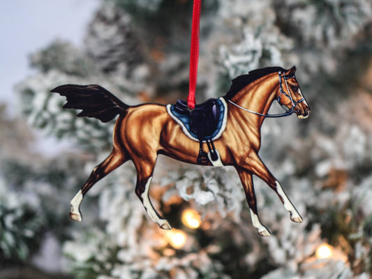 Arabian Horse Christmas Ornaments - Handcrafted Bay Endurance Decor