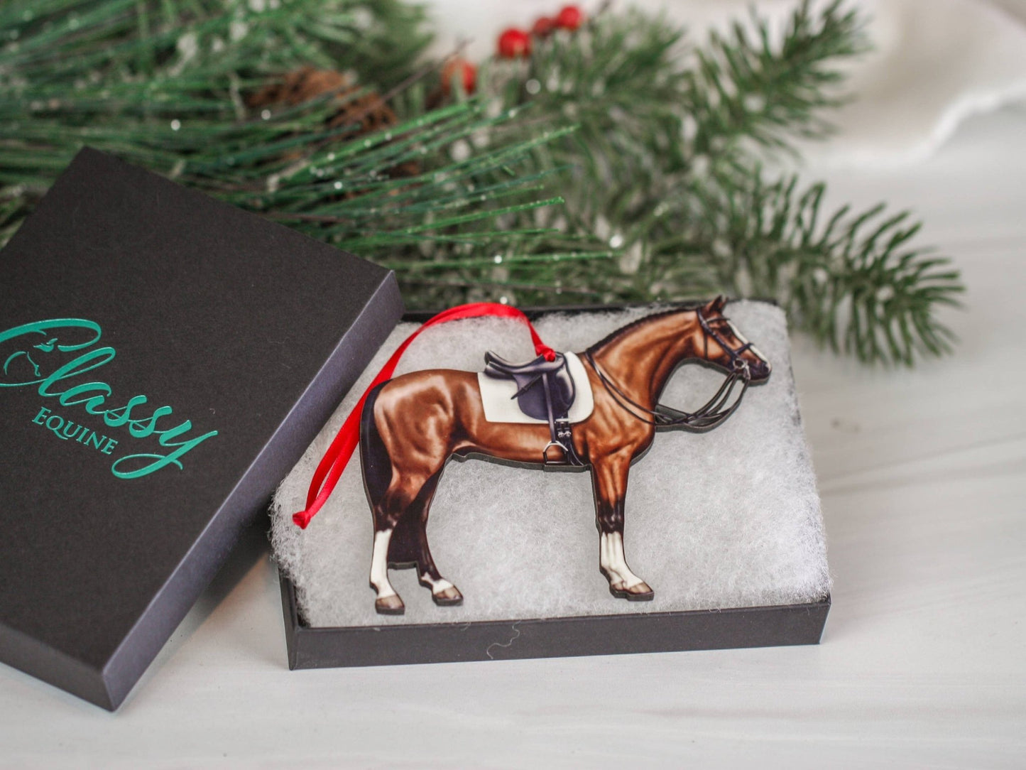 Bay Dressage Horse Christmas Ornament - Perfect Equestrian Gift and