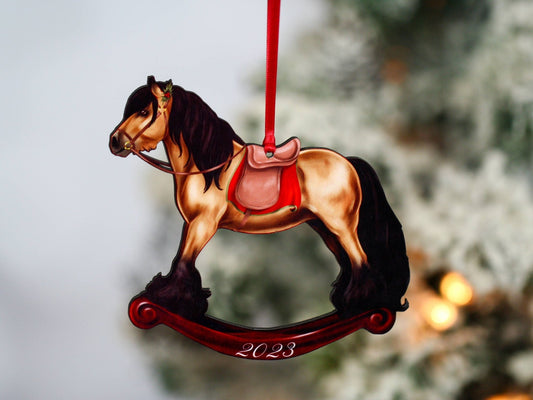 2023 Buckskin Gypsy Cob Rocking Horse Christmas Ornament