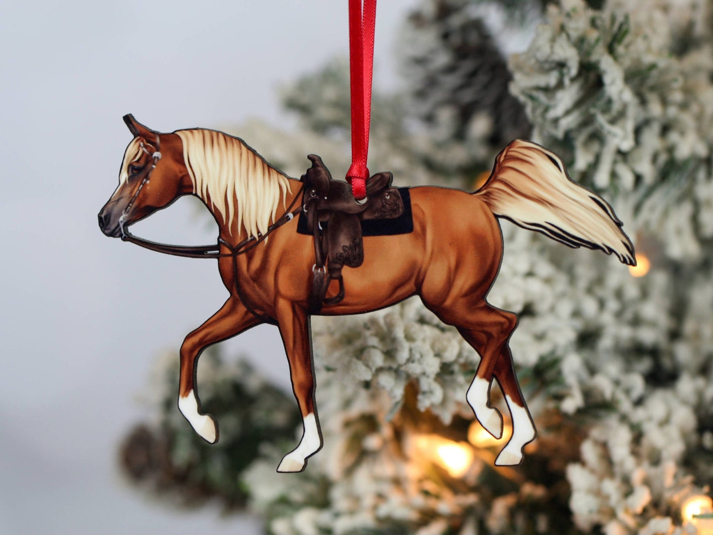 Arabian Horse Ornament - Flaxen Chestnut Western Horse Art -