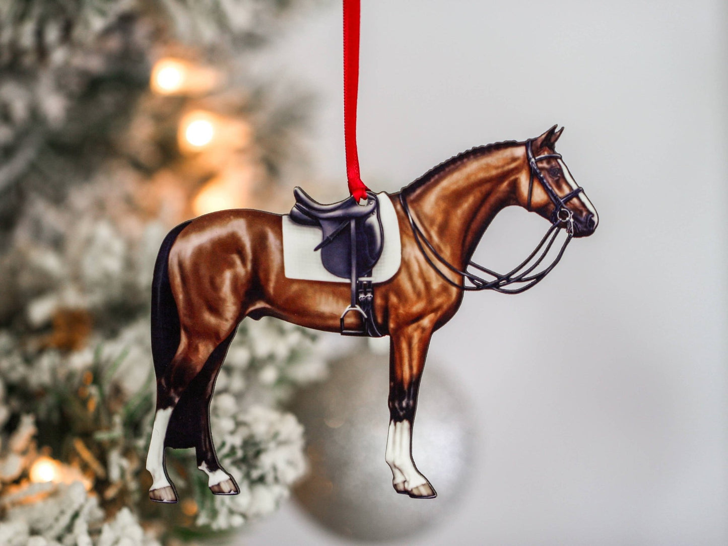 Bay Dressage Horse Christmas Ornament - Perfect Equestrian Gift and