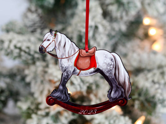 2023 Gray Gypsy Rocking Horse Christmas Ornament