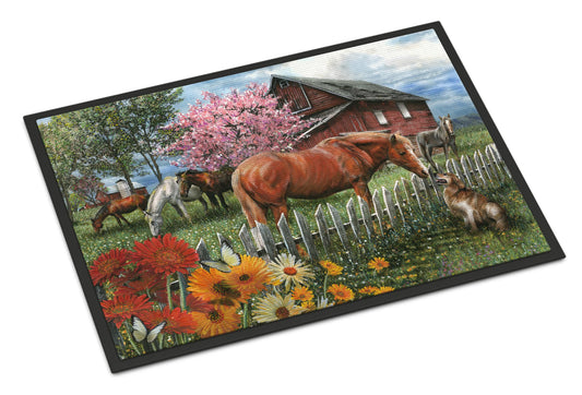 Horses Chatting with The Neighbors Mat  - Color: Horses chatting with the neighbors | Pack Of: 1 | Type: Indoor/outdoor