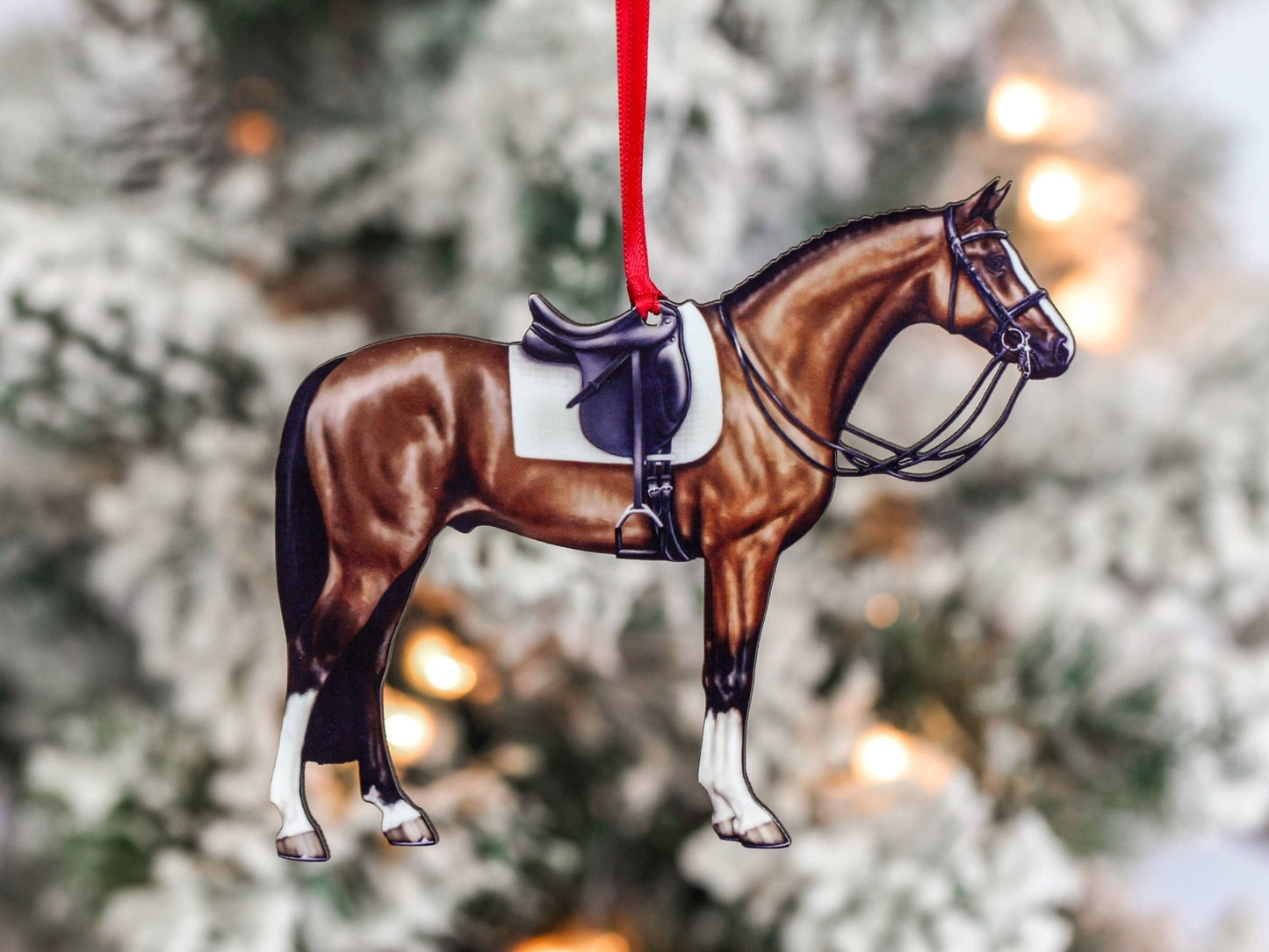 Bay Dressage Horse Christmas Ornament - Perfect Equestrian Gift and