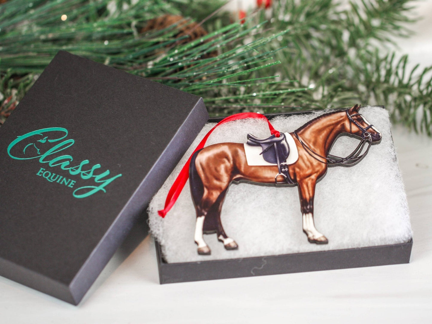 Bay Dressage Horse Christmas Ornament - Perfect Equestrian Gift and