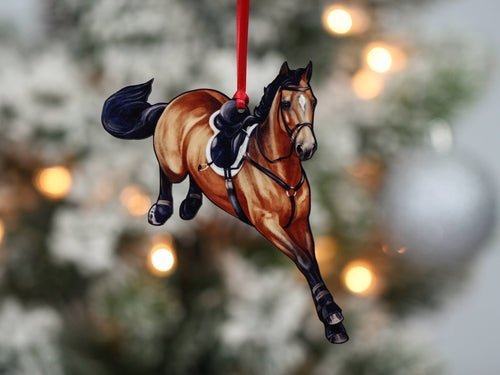 Bay Hunter Equestrian Decor Jumping Horse Ornaments