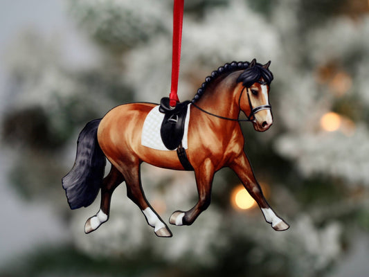 Bay Finnhorse Dressage Ornament Christmas Horse Decoration