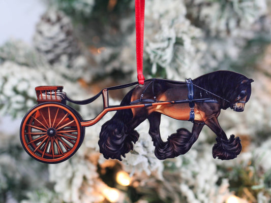 Bay Gypsy Cob Carriage Ornament for a Festive Christmas - Perfect for