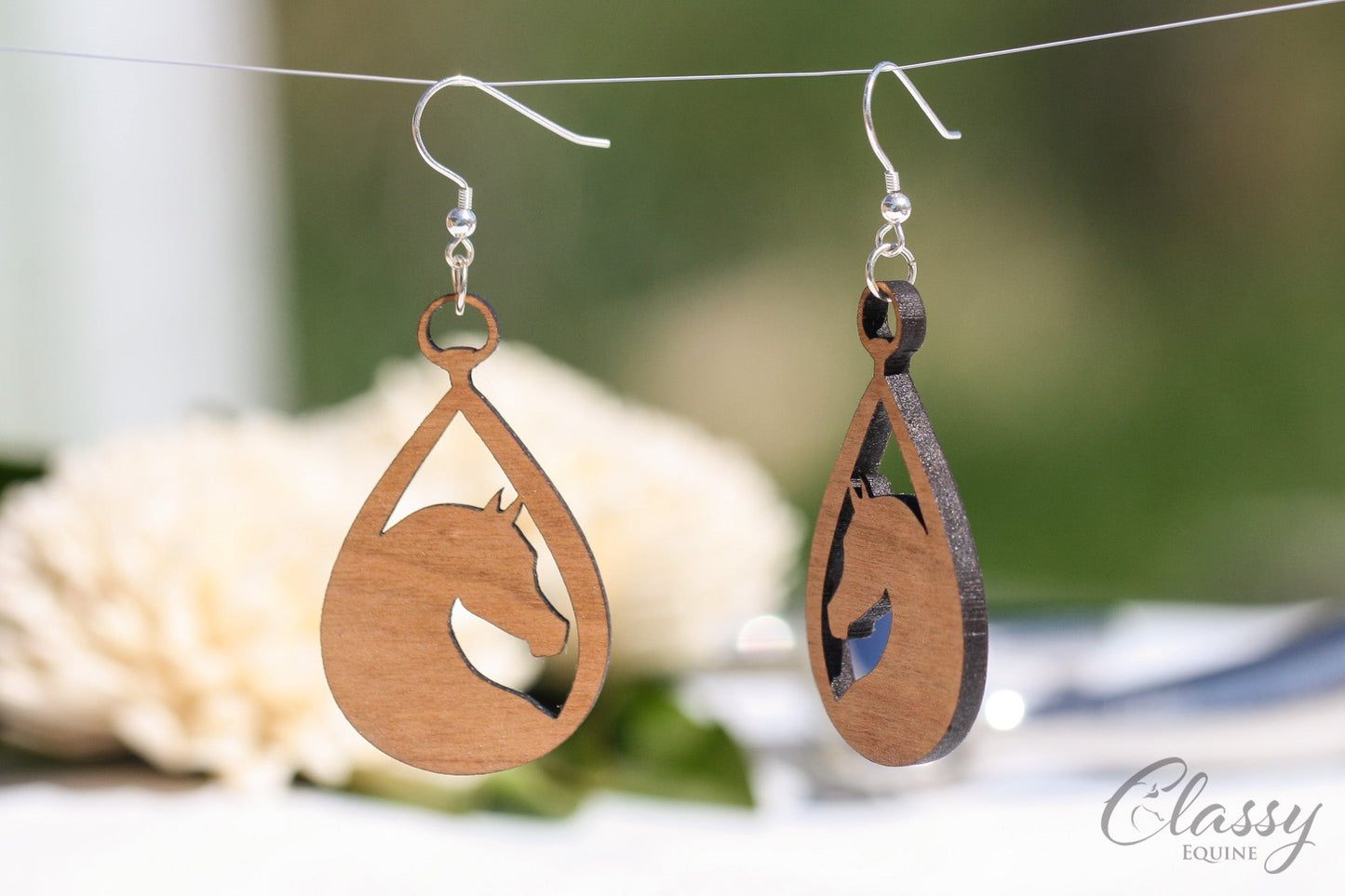 Arabian Horse Earrings - Teardrop Hardwood