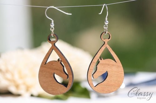 Arabian Horse Earrings - Teardrop Hardwood