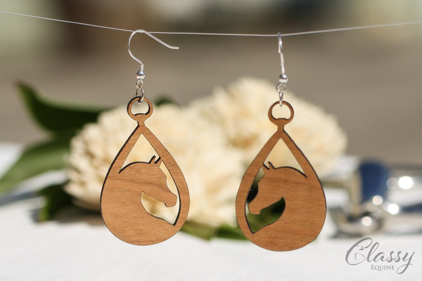 Arabian Horse Earrings - Teardrop Hardwood