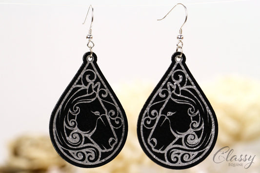 Horse Head 1 Teardrop Dangle Earrings - Multiple Color Options