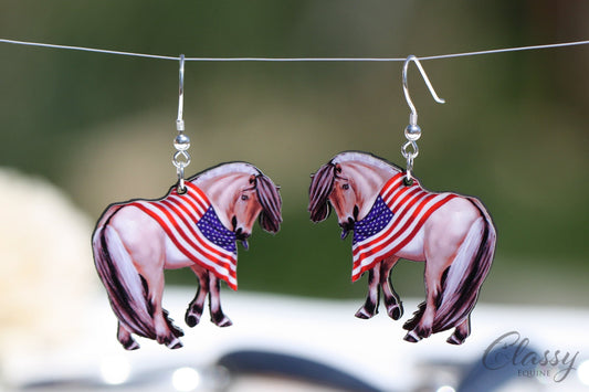 Patriotic Fjord Horse Earrings