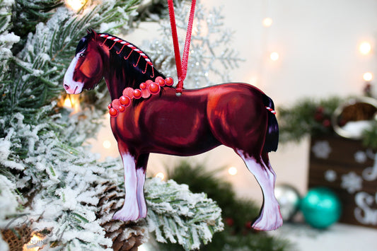 Bay Clydesdale Horse Christmas Ornament