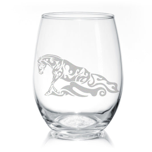 Western Reining Sliding Stop Quarter Horse Wine Glasses - 20 oz,