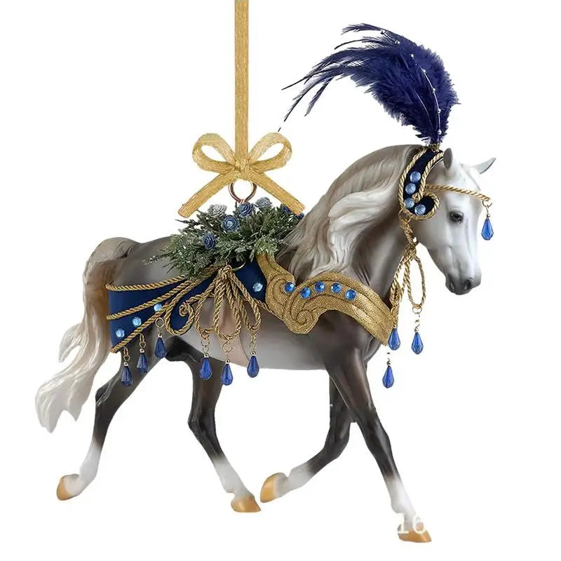 Acrylic Christmas Horse Ornament Flat Hanging Pendant