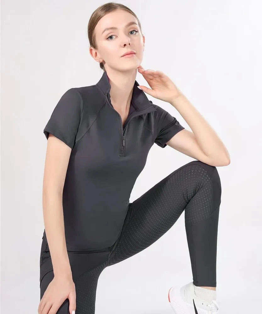 Short Sleeves Equestrian Base Layer Breathable Summer Shirt, Women's