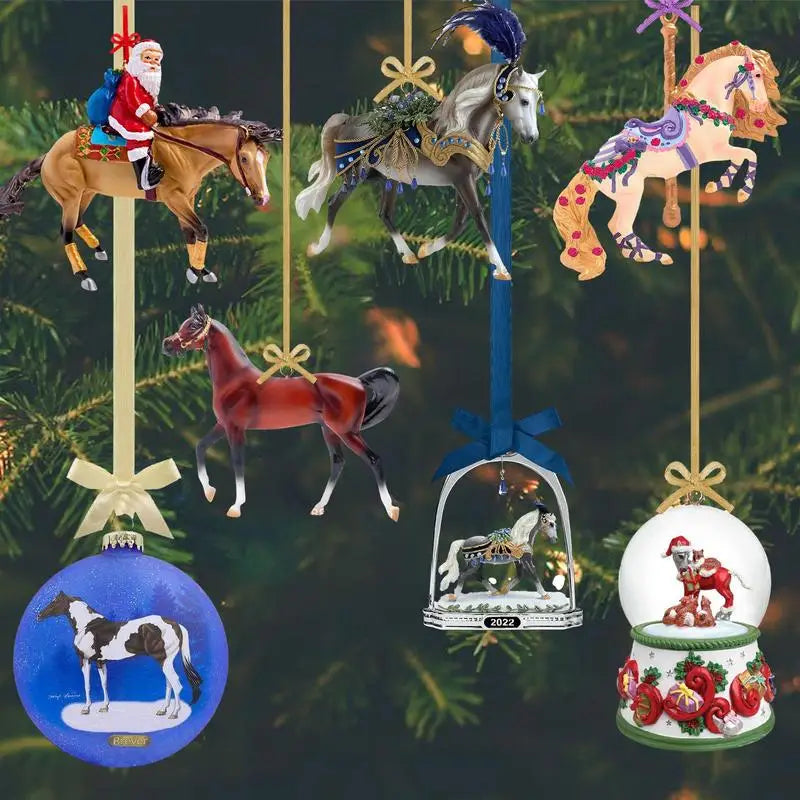 Acrylic Christmas Horse Ornament Flat Hanging Pendant