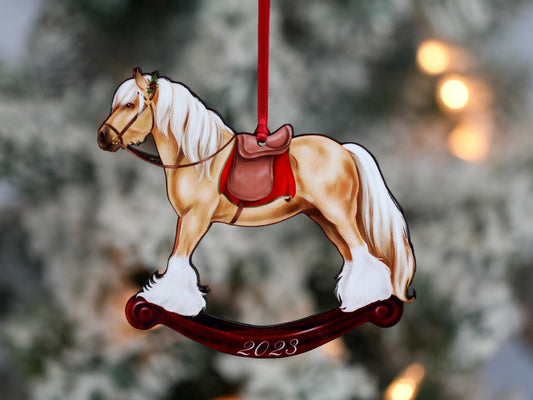 2023 Palomino Gypsy Cob Rocking Horse Christmas Ornament