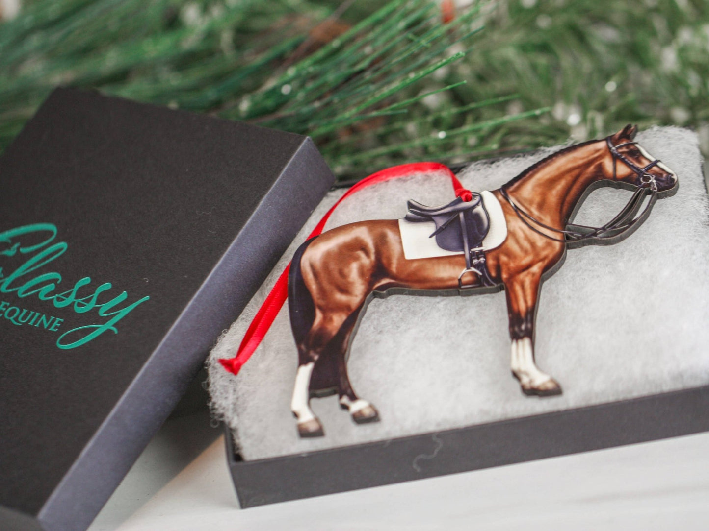 Bay Dressage Horse Christmas Ornament - Perfect Equestrian Gift and