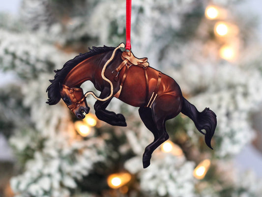 Bay Bucking Horse Ornament - Western Rodeo Ranch Decor - Bronc