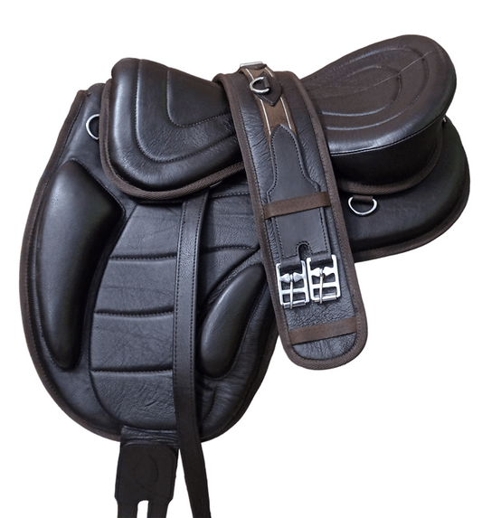 Freemax Treeless Brown Leather Horse Saddle, Size 13"