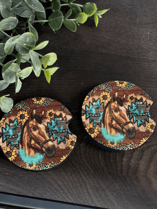 Western Sunflower Car Coaster Set