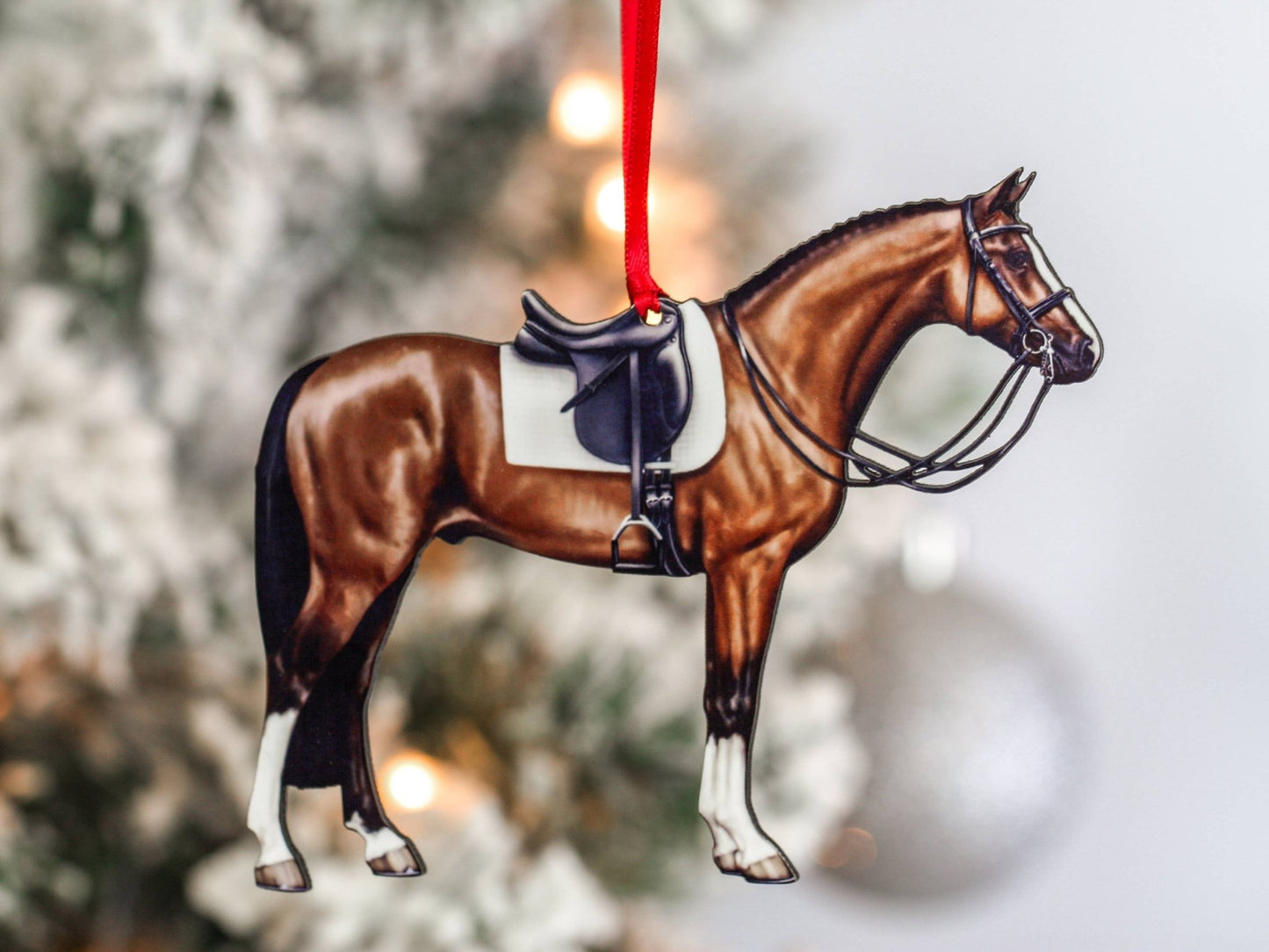 Bay Dressage Horse Christmas Ornament - Perfect Equestrian Gift and