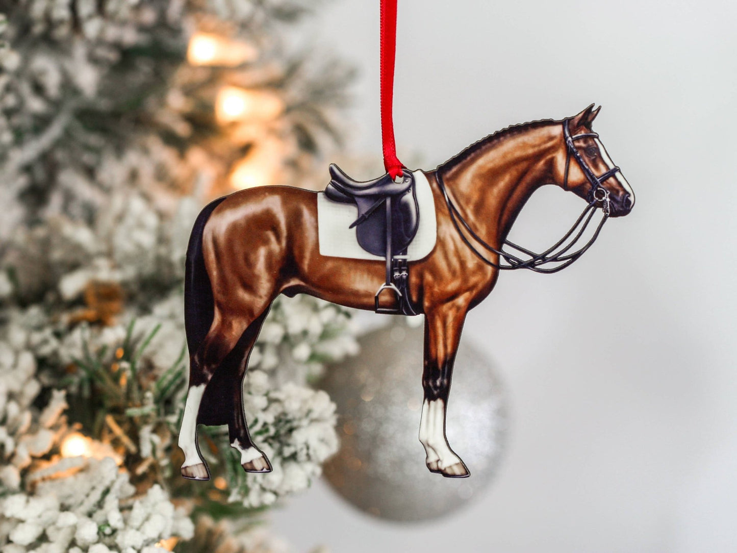 Bay Dressage Horse Christmas Ornament - Perfect Equestrian Gift and